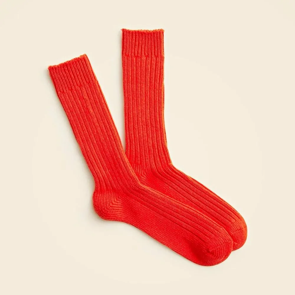 J.crew Ribbed cotton-blend socks Orange 1 Pair One Size